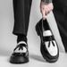 Cross-border Men's Large-sized Shoes With Platform Soles, Thick-soled Brogue Shoes, British Style Smooth Patent Leather_vogvips.com