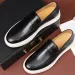 Mens Brown Leather Penny Loafers Comfortable With White Rubber Sole_vogvips.com