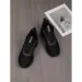 Unisex Leather Sandals Mules Black Embroidery Slip On Comfort Elastic Breathable_vogvips.com