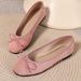In-stock, Exclusively For Plus-size Women, Black Suede Bowknot Ballet Flats, Casual Shoes With Shallow Cut And Soft Sole_vogvips.com