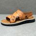 Men's Summer Outdoor Genuine Leather Sports Sandals Lightweight Soft Sole Beach Shoes Dual-use Driving Slippers_vogvips.com