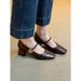 Square-toed Chunky Mary Jane For Women, 2025 New French Retro Style, Single Strap Soft Leather Mid-high Heel Shoes_vogvips.com