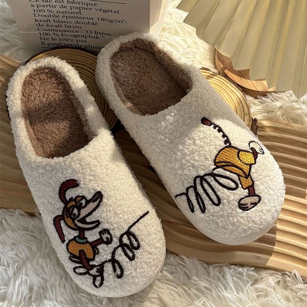 New Thickened For Women Winter Indoor Home Cute Spring Puppy Warm Non-Slip Cotton Slippers_vogvips.com