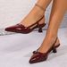 2025 Spring/Summer New Pointed Toe Stiletto Fashion Women's Patent Leather Slimming Mid Heel Backless Single Shoes High_vogvips.com