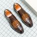 Euro Step Formal Business New Brogue Casual Large Size Pointed Leather Groom Wedding Shoes_vogvips.com