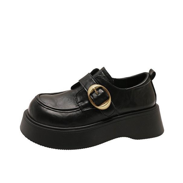 Small Leather Short Boots Platform Single Shoes Inner Heightening Loafers Thick Heels Women S_vogvips.com
