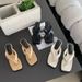 2025 Spring New Square Toe Post For Women, Outdoor Niche Style, Slip-On High Heel Thong Sandals_vogvips.com