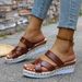 Summer Women's Fabric Wedge Sandals European American Style Rope Sole Cross Strap Sandals_vogvips.com