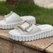 Rhodes New Genuine Leather Square Buckle Rhinestone Buckle Thick Soled Slippers Sandals Versatile Outdoor Beach Casual Shoes_vogvips.com