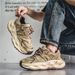 Summer mesh men's shoes breathable casual student sports running versatile Korean thick soled height enhancing white dad shoes_vogvips.com