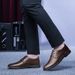 Men's Dress Leather Shoes Men's Head Tie Tie Pointed Casual Plaid_vogvips.com
