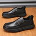 European Warm Series New Casual Leather Shoes For Men, Soft Sole, Trendy, Versatile, Fleece-Lined, Comfortable, Warm, Men's Cotton Shoes,_vogvips.com