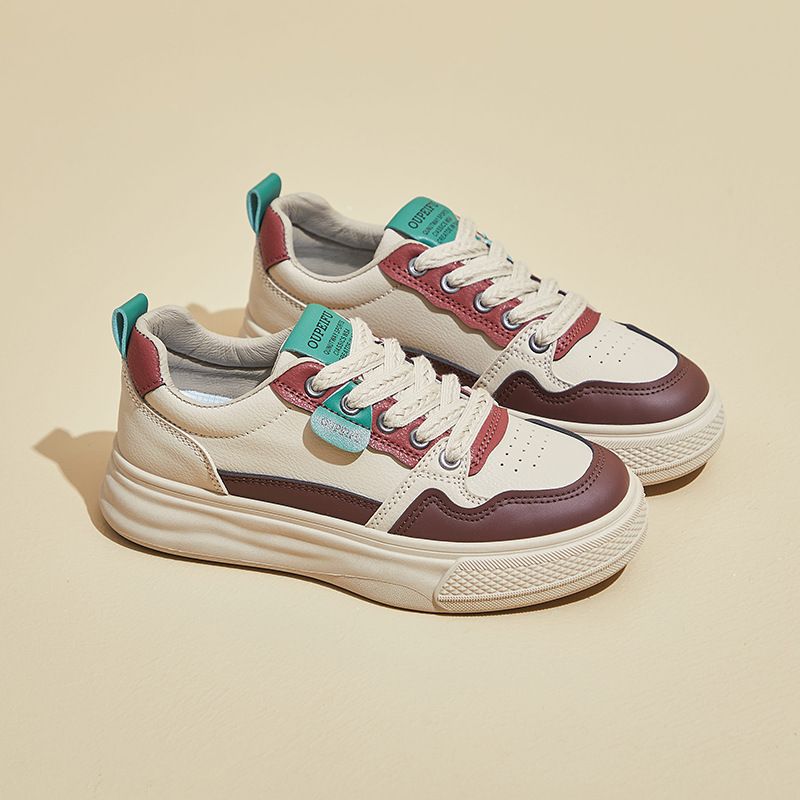 2025 Spring New White Korean Edition Ins Female Students Thick Soled Height Increasing Sports Board Casual Shoes Xf1239_vogvips.com
