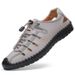 Summer new men's sandals leather casual shoes men's hollow breathable leather shoes men's shoes_vogvips.com