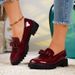 MTX 2025 New Patent Leather Shiny Tassel Mid-Heel Loafers Plus Size Fashion Casual Shoes_vogvips.com