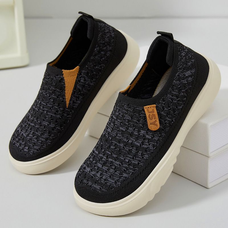 Women's Shoes Casual Shoes Soft-soled Single Shoes One-pedal Lazy Shoes Middle-aged And Elderly Mother Shoes Breathable Fly-woven Shoes_vogvips.com