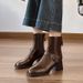 Square-toed Mid-heel Short Boots For Women, Spring And Autumn Single Boots, 2025 New French Style Slimming Coffee-colored Chunky H_vogvips.com