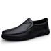 Euro Step 2025 Top Layer Cowhide Men's Loafers Soft Leather Breathable Middle-aged Casual Slip-on Work Shoes_vogvips.com