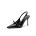 Baotou Women's Sandals 2024 New Patent Leather Versatile Stiletto Professional Work High Heels One-Strap Open Back_vogvips.com