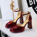 Waterproof Table Hollow Thick Heel With Sandals High Heel Thick Sole Satin Square Head High Heels_vogvips.com