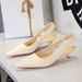 5128 European And American Fashion Simple Women's Shoes With Cone Patent Leather Pointed Toe, Low Heel, Hollow Out_vogvips.com