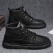 Euro Step 2025 Autumn New British Style High-top Men's Fashion Casual Trendy Business Black Thick-soled Leather Shoes_vogvips.com