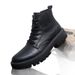 2025 Autumn Men's Martin Mid-Calf Leather Outdoor Work British Style Black Boots Thick Sole Lace-Up_vogvips.com