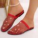 Large Size Fishing Net Socks Slippers For Women 2025 Summer New Style Rhinestone Flat Sandals Shoes_vogvips.com