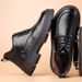 European Warm Series Leather With Fleece Lining, Warm Martin Fashionable Thick-Soled Work Shoes, British Style Mid-Cut Bo, Trendy Men's_vogvips.com