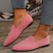 2024 Spring New European And American Style Large Size Pointed Toe Flat Fly Knit Slip-On Casual Shoes For Women_vogvips.com