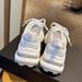 Thick Soled Silver Dad Shoes For Women New Breathable Height Enhancing Net Celebrity Street Blasting Ins Trendy Casual Sports Shoes_vogvips.com