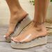 Women's Shoes Platform Wear Transparent Summer Sandals Large Size Wedge Thick Bottom Rope Bottom Flip Flops Women_vogvips.com