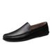 Spring Genuine Loafers Cowhide Slip-On Casual Handmade Youth One-Piece Men's Work Leather Shoes_vogvips.com