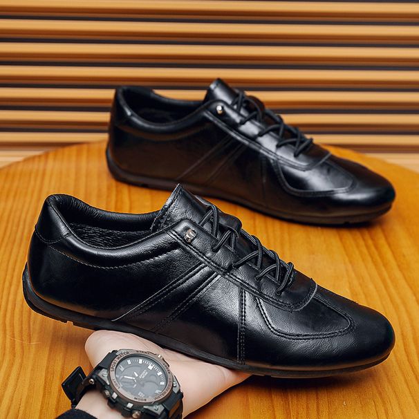 .Men's Round-toe Shoes, Best-selling Men's Shoes, Elastic Strap, Lazy Casual Sports Leather Shoes, One-piece Slip-on Shoes_vogvips.com