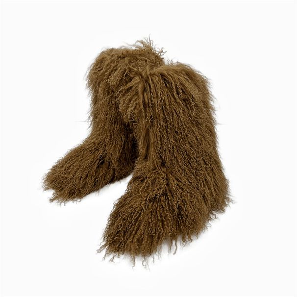 Premium Genuine Mongolian Fur Winter Boots - High-Quality Shearling Lined Snow Boots For Women & Men, Warm & Comfortable, Fashionable & Durable_vogvips.com