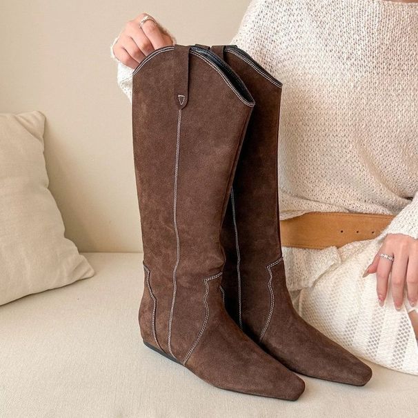 2025 Autumn Winter New French Style Suede Pointed Toe Elegant Height-Increasing Long For Women, Over-the-Knee High Tube_vogvips.com