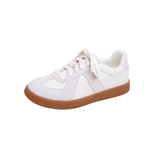 Women's Shoes Spring Retro Round Toe Colorblock Casual Sneakers Lace Up German Training White Shoes Women Spring And Autumn_vogvips.com