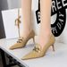 Fashion Slim High Heels Mouth Pointed Metal Buckle Decoration Women S Single Shoes Deep_vogvips.com