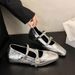 .Niche Vintage Mary Jane Bow-toed Shoes For Women Wearing A Square Toe For Lazy People With A Slip-on Single Shoe_vogvips.com