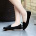 2025 New Bow Tassel Cow Tendon Soft Bottom Flat Low Top Single Round Toe Bean Pregnant Women's Shoes_vogvips.com