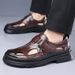 Summer Velcro Perforated Clogs, Thick-soled Men's Non-slip Breathable Hollow Sandals, Dad Shoes, Wholesale_vogvips.com