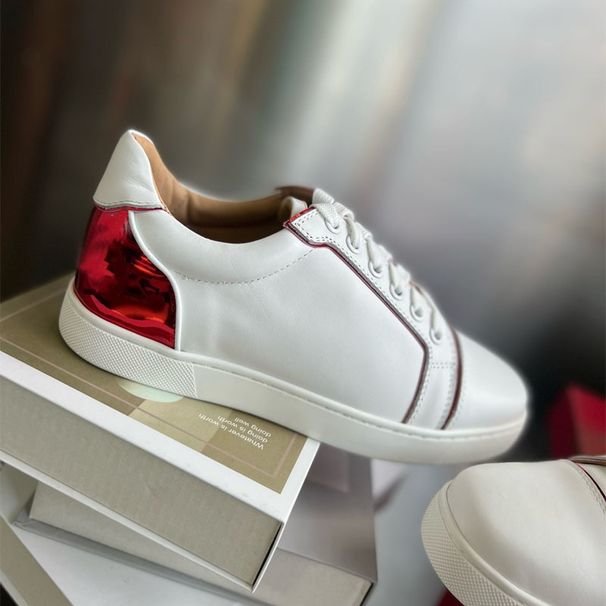 Top-level Version Men's Genuine Leather Casual Shoes Fashion Red Sole Sneakers Top Layer Cowhide British Style Comfortable Breathable_vogvips.com