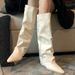 Pointed Toe High 2024 Winter New Korean Style Versatile Over-the-Knee Pearl Tube Boots For Women_vogvips.com