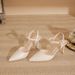 Women's Shoes Pointed Toe Nude High Heels - Slim Stiletto Pump Sandals With Ankle Strap For Office & Evening Wear To Wear Outside_vogvips.com