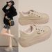 W3616 New Board Solid Color Autumn Trendy White Thick Bottom Inner Height Wear Resistant Casual Student Shoes_vogvips.com