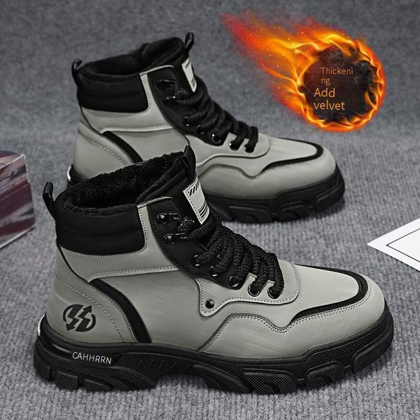Men's Winter Snow Boots Slip-Resistant Work Boots With Fleece Lining, Anti-Slip Rubber Sole, Warm & Durable Casual Boots For Cold Weather_vogvips.com