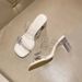 Transparent Thick-soled Summer Outerwear Style Women's Square-toe One-strap Bow-knotted High-heeled Sandals, Highly Versatile In Style._vogvips.com
