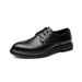 Korean Version Glossy Pointed Business Men's British Fashion Solid Color Formal Derby Shoes, Black Versatile Lace Up_vogvips.com