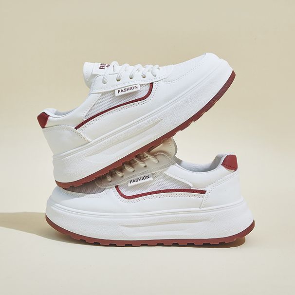 Little White Shoes Female Students Thick-soled Heightening Shoes Mesh Breathable Casual Street Shooting Shoes_vogvips.com