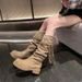 Cowhide Version~Wasteland Style Tassel Knight 2025 Autumn New Thick Heel Over-the-Knee Long Boots_vogvips.com